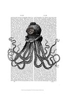 Octopus and Diving Helmet Fine Art Print