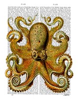 Vintage Yellow Octopus Front Fine Art Print