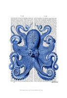Vintage Blue Octopus 1  Front Framed Print