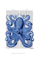 Vintage Blue Octopus 1  Front Fine Art Print