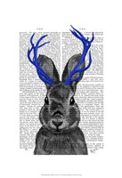 Jackalope with Blue Antlers Framed Print