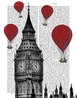 Big Ben and Red Hot Air Balloons Fine Art Print