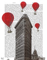Flat Iron Building and Red Hot Air Balloons Fine Art Print