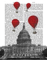 US Capitol Building and Red Hot Air Balloons Fine Art Print