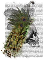 Skull With Feather Headress Fine Art Print