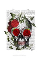 Skull With Roses And Vines Framed Print