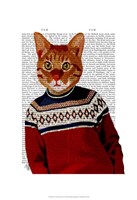 Cat in Ski Sweater Framed Print