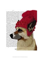 German Shepherd in Red Woolly Hat Fine Art Print