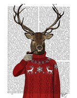 Deer in Ski Sweater Fine Art Print