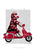 Sock Monkey on Moped Fine Art Print