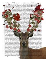 Deer and Love Birds Framed Print