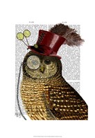 Owl With Top Hat Fine Art Print