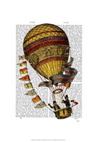 Hot Air Balloon Gold with Flags Fine Art Print
