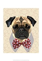 Pug with Red and White Spotty Bow Tie Fine Art Print