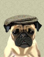 Pug in Flat Cap Fine Art Print