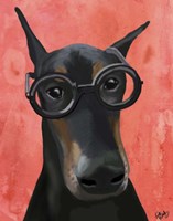 Doberman With Glasses Fine Art Print