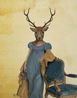 Deer In Blue Dress Fine Art Print