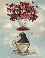 Blackbird In Teacup Framed Print