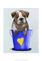 Bulldog Bucket Of Love Blue Fine Art Print