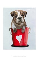 Bulldog Bucket Of Love Red Fine Art Print