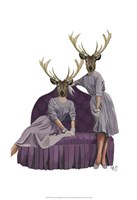 Deer Twins in Purple Dresses Fine Art Print