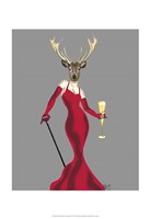 Glamour Deer in Red Framed Print