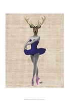 Ballet Deer in Blue II Framed Print