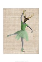 Ballet Deer in Green II Fine Art Print