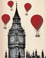 Big Ben and Red Hot Air Balloons Fine Art Print