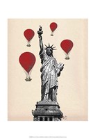 Statue Of Liberty and Red Hot Air Balloons Fine Art Print