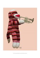 Sock Monkey Playing Trumpet Fine Art Print