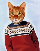 Cat in Ski Sweater Framed Print