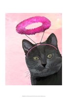 Black Cat With Pink Angel Halo Fine Art Print