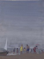 Female Bather Holding an Umbrella Fine Art Print