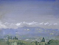 Mountain Landscape with a Village in the Foreground Fine Art Print