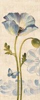 Watercolor Poppies Blue Panel I Fine Art Print