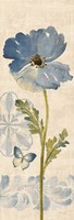 Watercolor Poppies Blue Panel II Fine Art Print