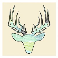 Deer Teal Green Fine Art Print