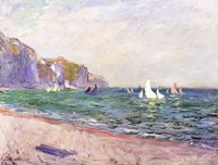 Boats below the Cliffs at Pourville, 1882 Fine Art Print