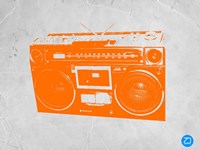 Orange Boom Box Fine Art Print