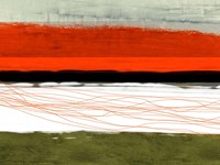 Abstract Stripe Theme Orange and Black Framed Print