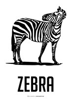 Zebra Black Framed Print