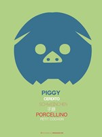 Blue Piggy Multilingual Fine Art Print