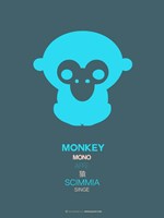 Blue Monkey Multilingual Fine Art Print