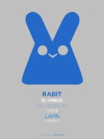 Blue Rabbit Multilingual Fine Art Print