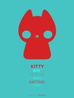 Red and Blue Kitty Multilingual Fine Art Print