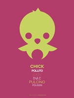 Green Chick Multilingual 2 Fine Art Print