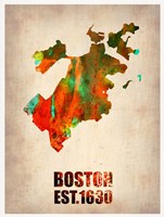 Boston Watercolor Map Fine Art Print
