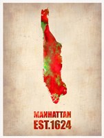 Manhattan Watercolor Map Fine Art Print