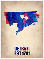 Detroit Watercolor Map Fine Art Print